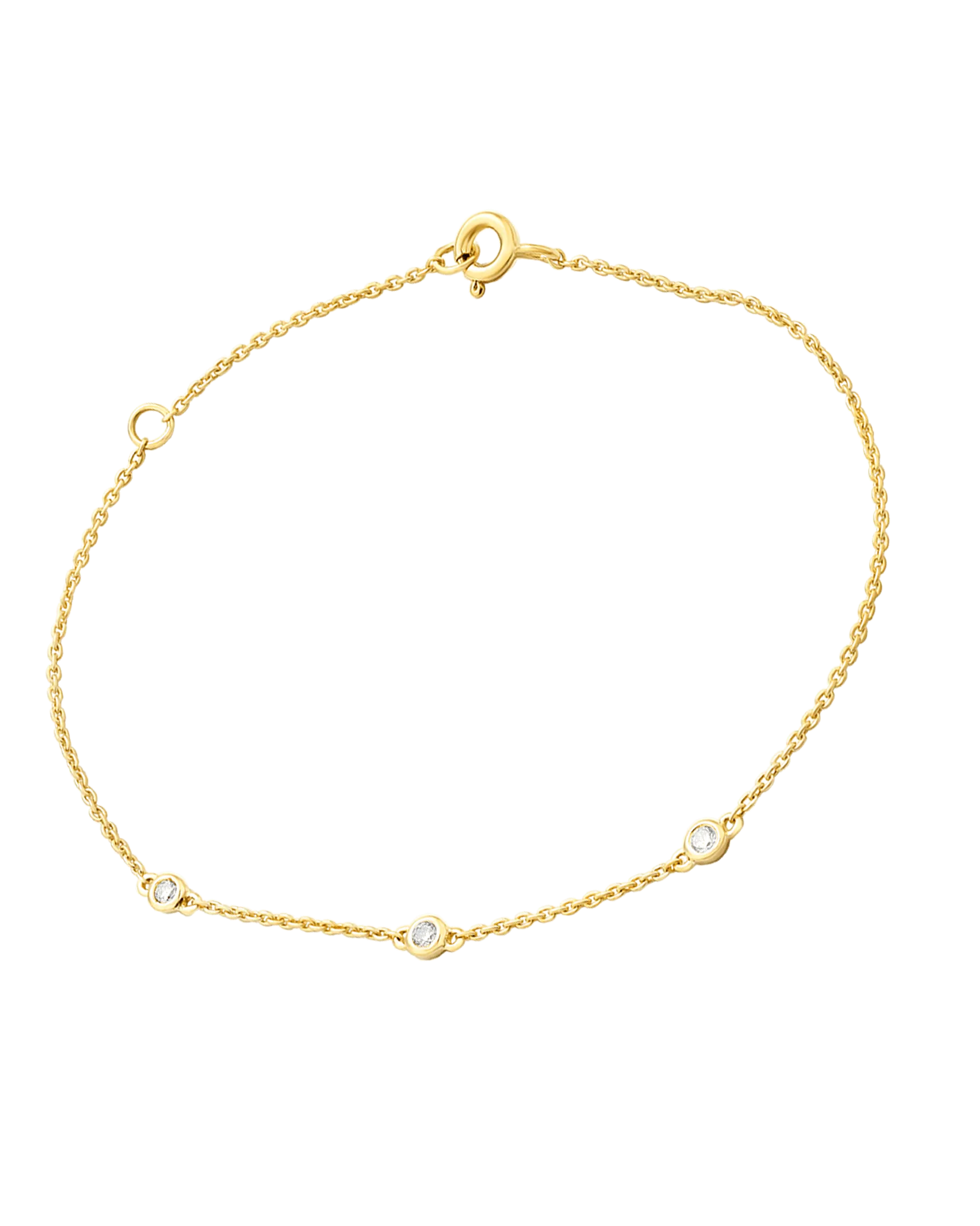 3 Diamond Bezel Bracelet - 14K White Gold