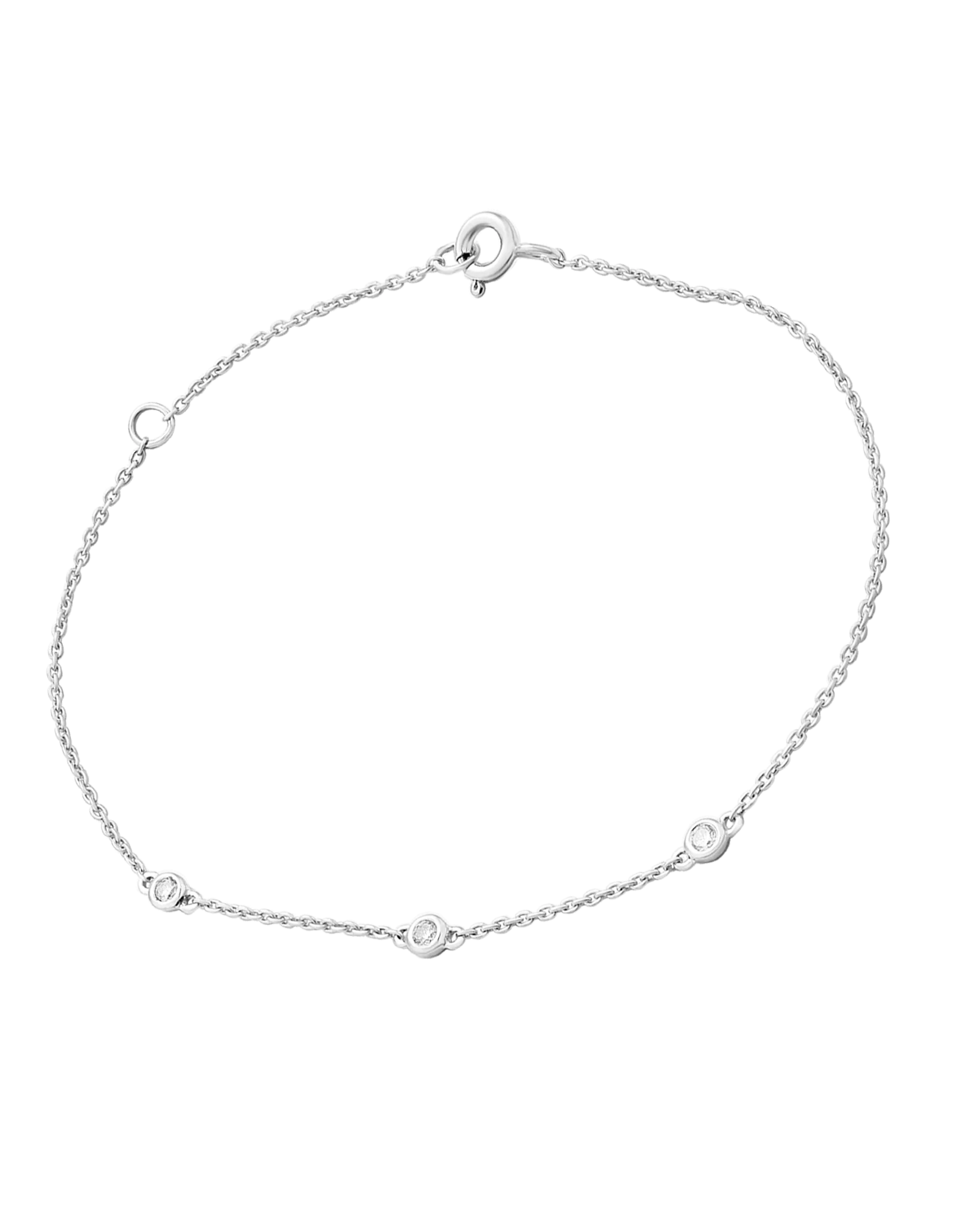 3 Diamond Bezel Bracelet - 14K White Gold