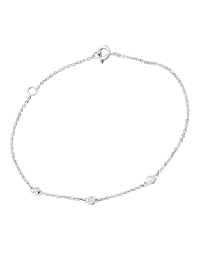 3 Diamond Bezel Bracelet - 14K White Gold
