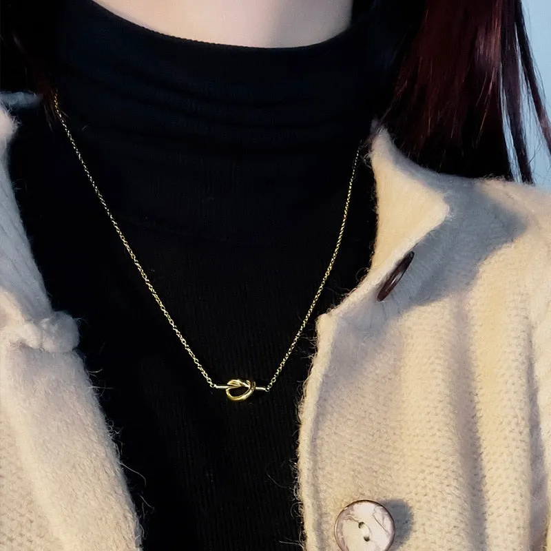316L Stainless Steel Gold Color Knot Pandent Necklaces For Women