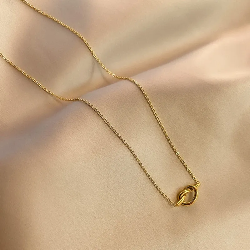 316L Stainless Steel Gold Color Knot Pandent Necklaces For Women