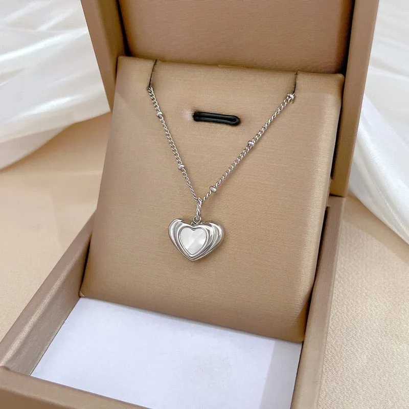 316L Stainless Steel Gold Silver Color Heart Pendant Necklace For Women