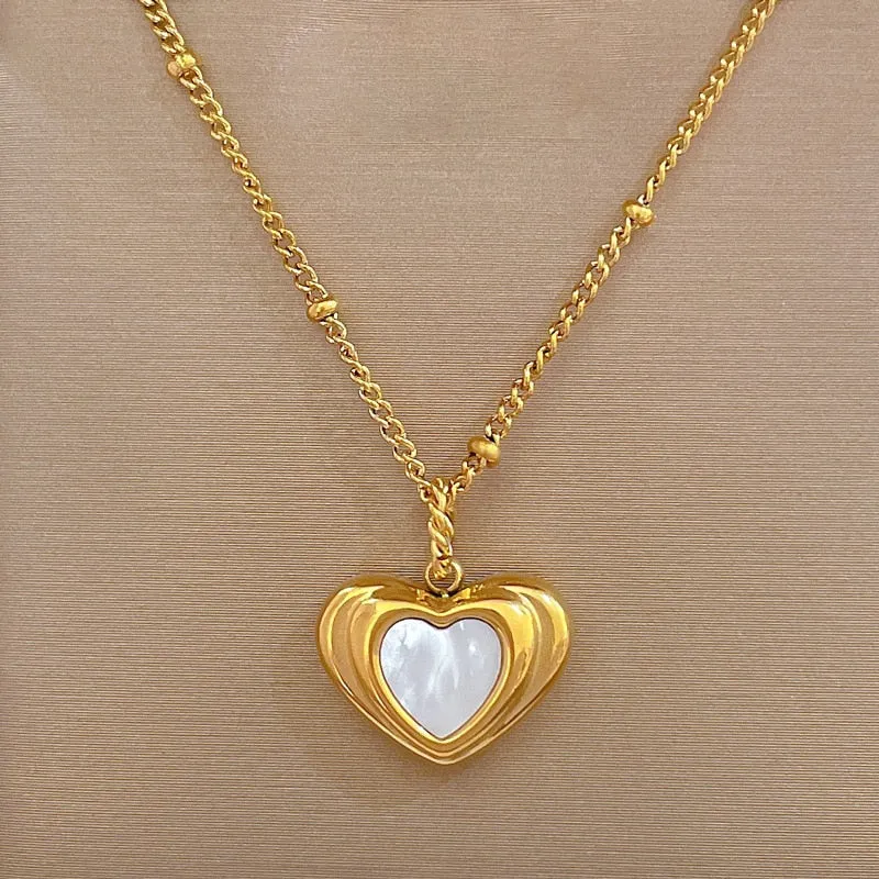 316L Stainless Steel Gold Silver Color Heart Pendant Necklace For Women