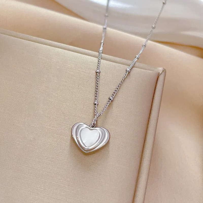 316L Stainless Steel Gold Silver Color Heart Pendant Necklace For Women