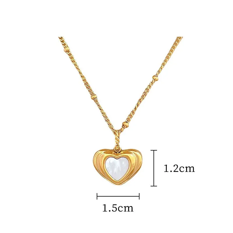316L Stainless Steel Gold Silver Color Heart Pendant Necklace For Women
