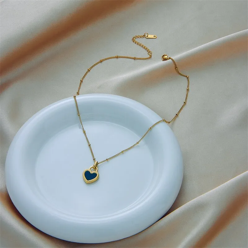 316L Stainless Steel Lock Necklace For Women Gold Color Heart Pendant Clavicle Chain