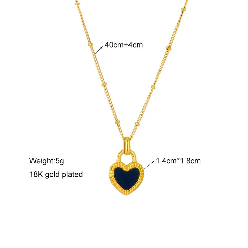 316L Stainless Steel Lock Necklace For Women Gold Color Heart Pendant Clavicle Chain