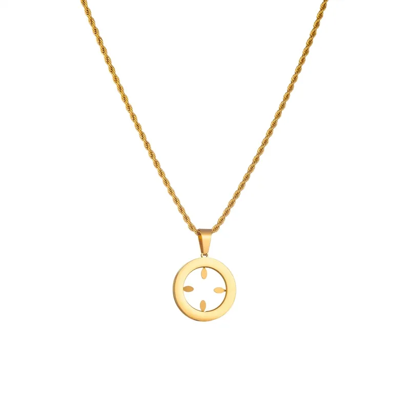 316L Stainless Steel Round Hollow Pendants Necklace For Women