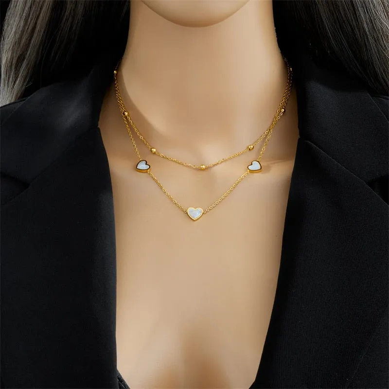 316L Stainless Steel Star Heart Pendant Necklace For Women