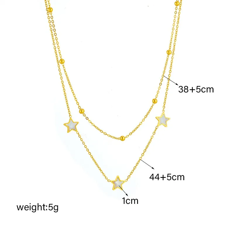 316L Stainless Steel Star Heart Pendant Necklace For Women