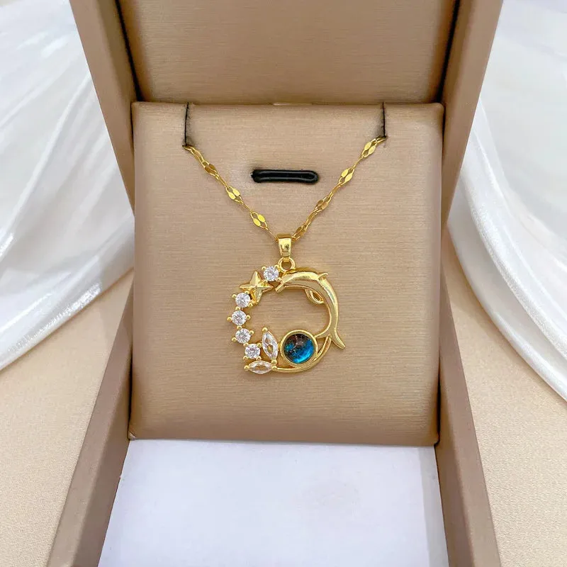 316L Stainless Steel Sun Pendant Necklace For Women Fashionable Jewelry Gift