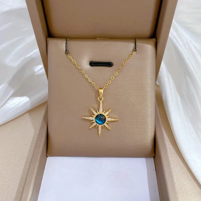 316L Stainless Steel Sun Pendant Necklace For Women Fashionable Jewelry Gift
