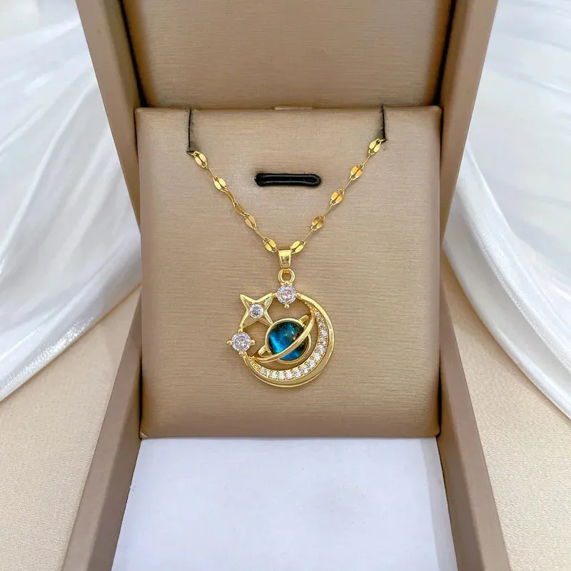 316L Stainless Steel Sun Pendant Necklace For Women Fashionable Jewelry Gift