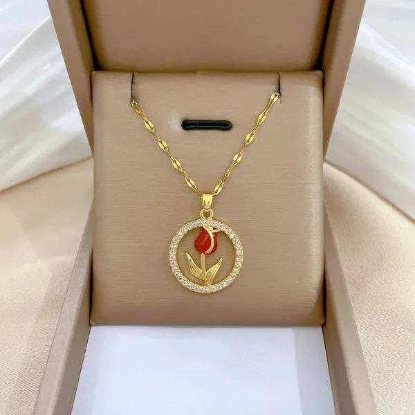 316L Stainless Steel Sun Pendant Necklace For Women Fashionable Jewelry Gift