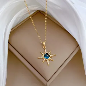 316L Stainless Steel Sun Pendant Necklace For Women Fashionable Jewelry Gift