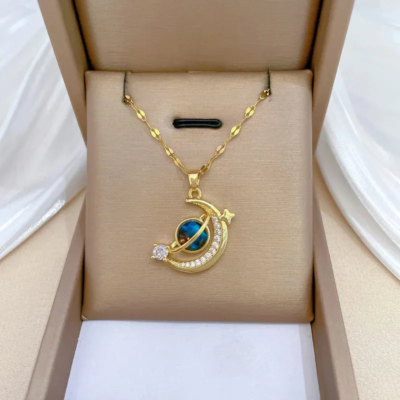 316L Stainless Steel Sun Pendant Necklace For Women Fashionable Jewelry Gift
