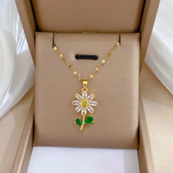 316L Stainless Steel Sun Pendant Necklace For Women Fashionable Jewelry Gift