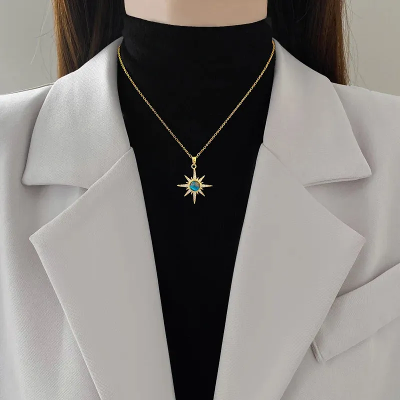 316L Stainless Steel Sun Pendant Necklace For Women Fashionable Jewelry Gift