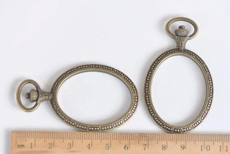 4 pcs Antique Bronze/Silver/Gold Oval Pocket Watch Frame Pendants