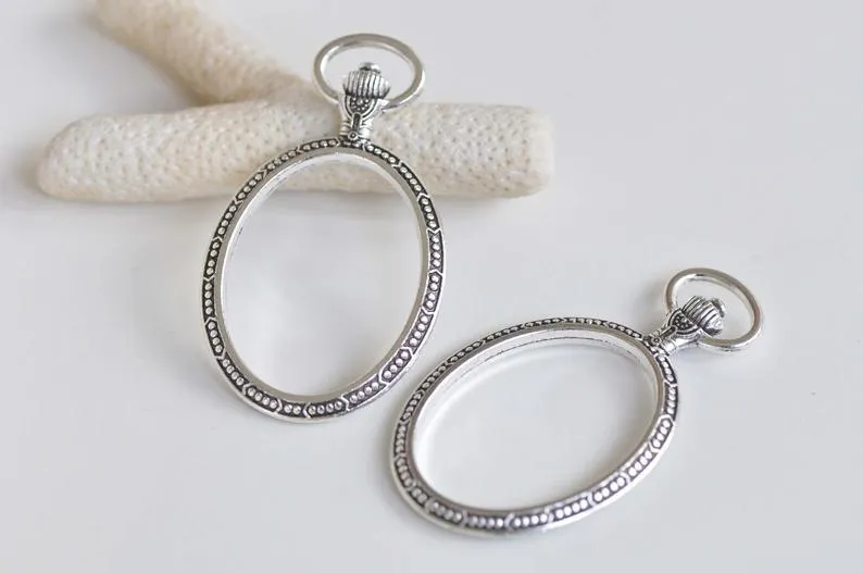 4 pcs Antique Bronze/Silver/Gold Oval Pocket Watch Frame Pendants