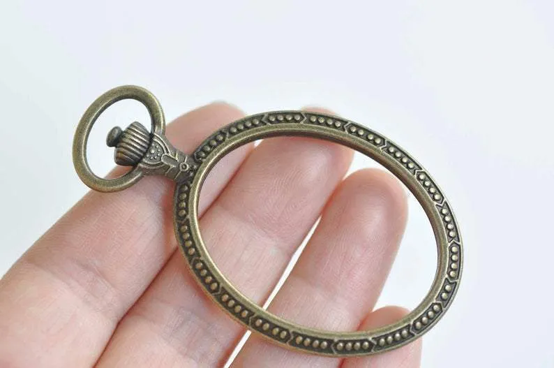 4 pcs Antique Bronze/Silver/Gold Oval Pocket Watch Frame Pendants