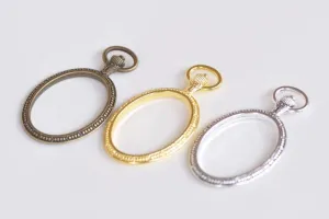 4 pcs Antique Bronze/Silver/Gold Oval Pocket Watch Frame Pendants