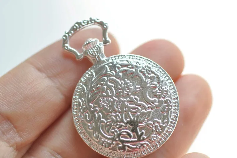 6 pcs Shiny Silver/Gold Pocket Watch Round Setting Pendant Tray