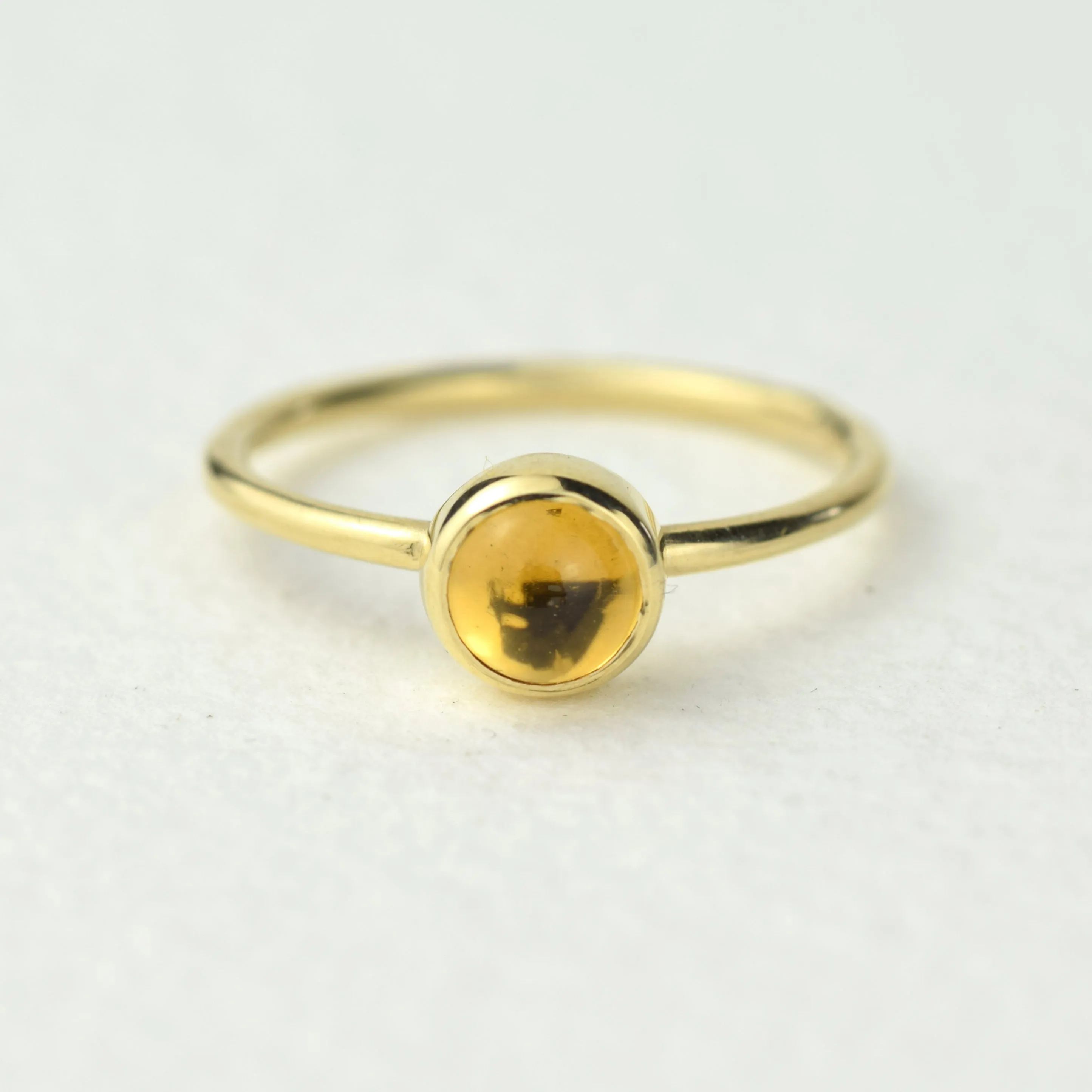 6mm Citrine Solid Gold Stacking Ring