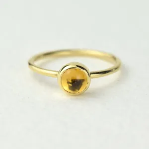6mm Citrine Solid Gold Stacking Ring