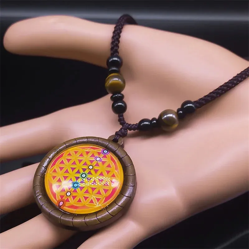 7 Chakra Healing Balance Spiritual Necklace Glass Pendant