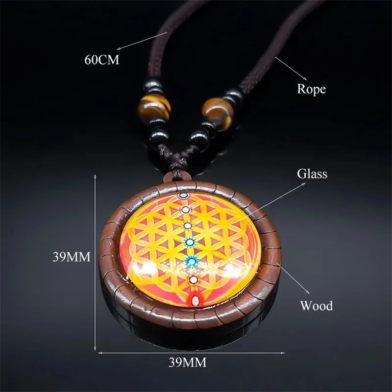 7 Chakra Healing Balance Spiritual Necklace Glass Pendant