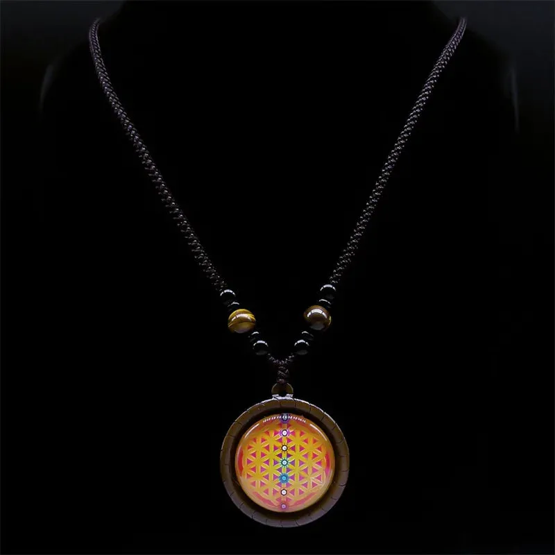 7 Chakra Healing Balance Spiritual Necklace Glass Pendant