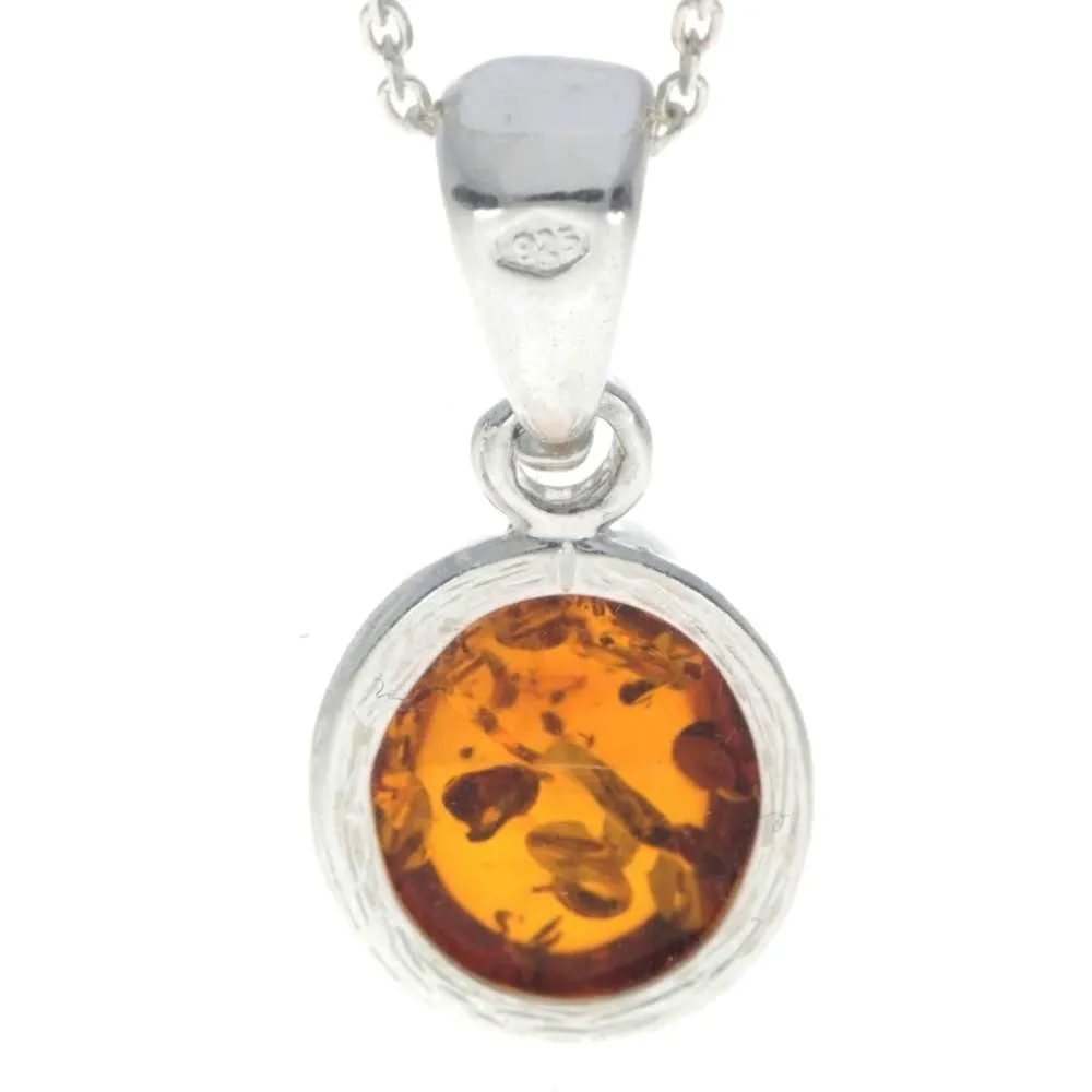 925 Sterling Silver & Baltic Amber Classic Designer Pendant - 396