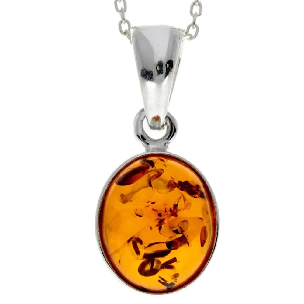 925 Sterling Silver & Baltic Amber Classic Designer Pendant - 396