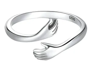 925 Sterling Silver Hug Hand Ring