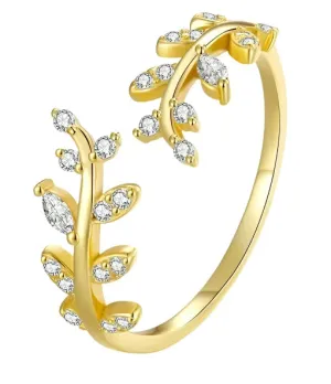 925 Sterling Silver Leaf Open Ring