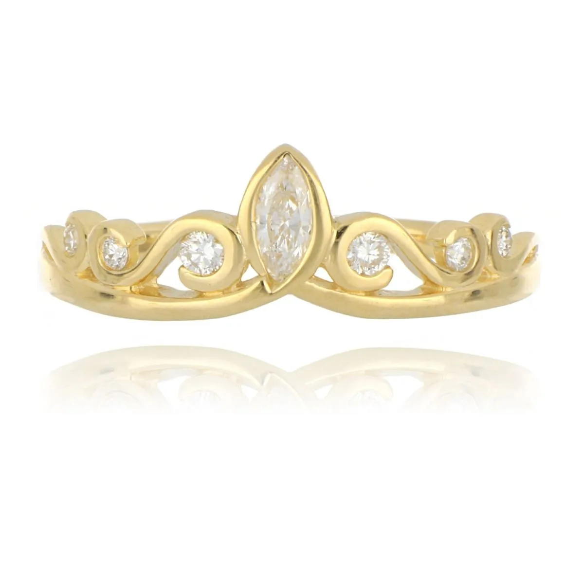 9ct Yellow Gold 0.20ct Diamond Tiara Ring