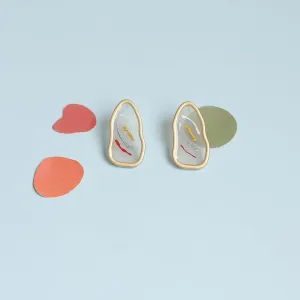 Abstract Modern Design Stud Earrings - Handmade Paint Art Abstract Lines Earrings