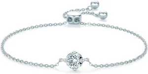 AINUOSHI Fine Jewelry Moissanite Bracelets Valentines Day Gifts for Women, 14K White Gold Plated 925 Sterling Silver Women Bracelet, Anniversary Birthday Gifts for Daughter Mom Wife