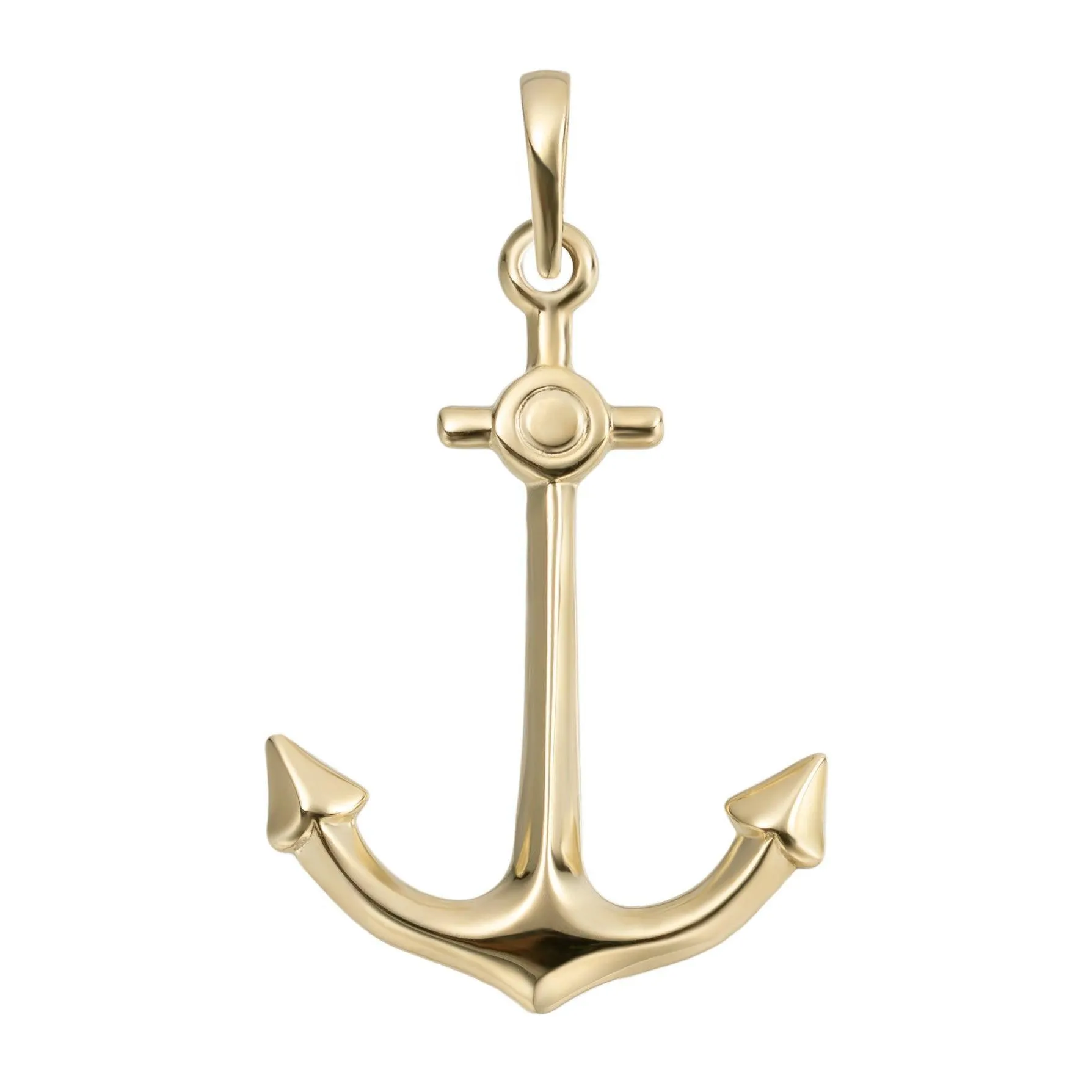 Anchor Charm Pendant Solid 10K Yellow Gold