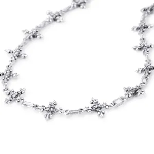 Antique French Cross Chain Link Necklace in Sterling Silver, 14mm
