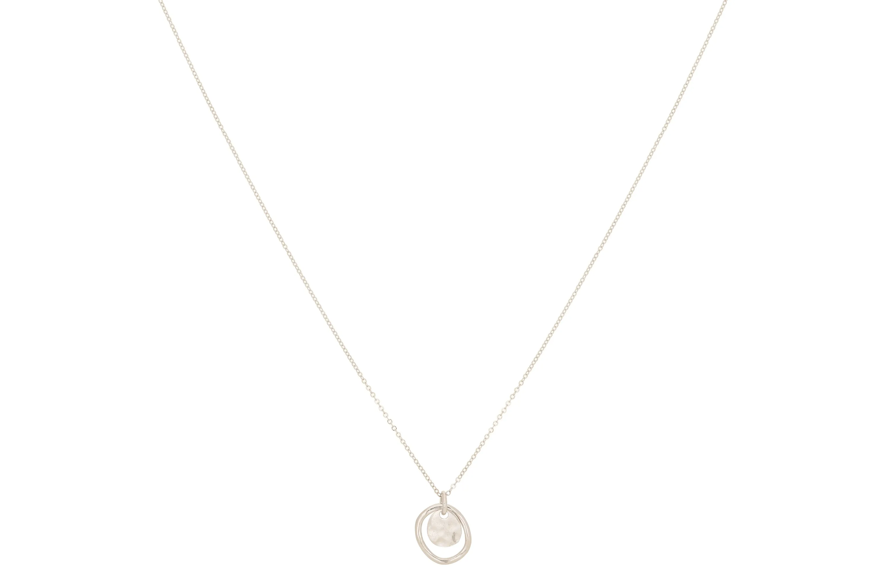 Aperol Sterling Silver Battered Gold Disc Necklace