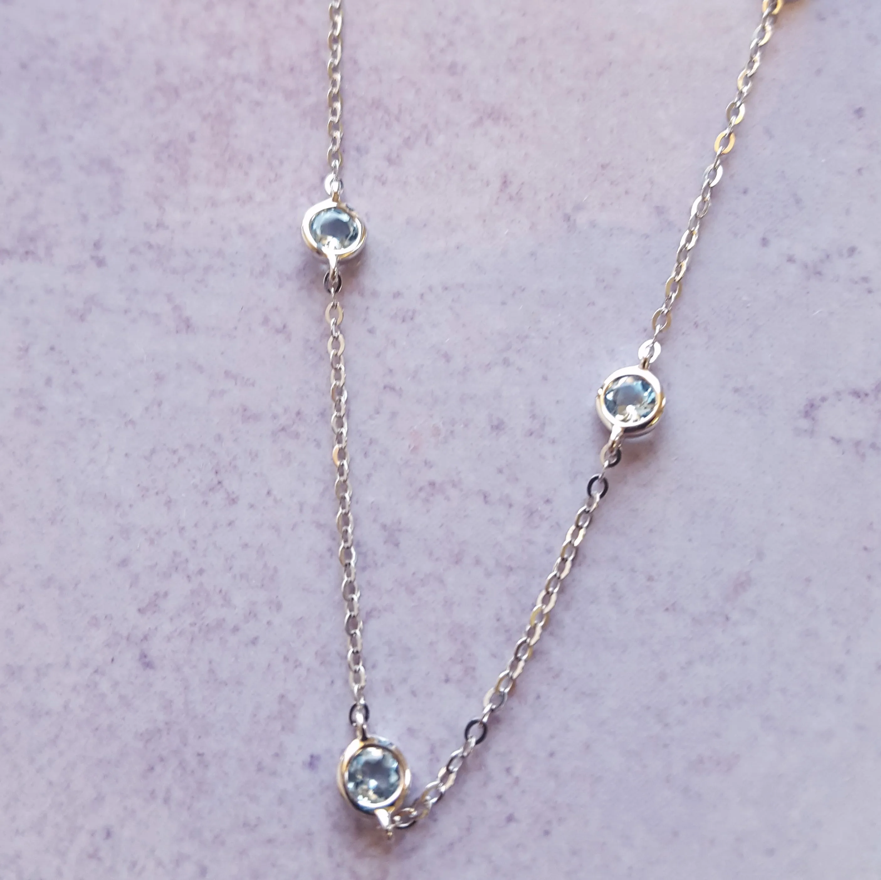 Aquamarine Station Necklace