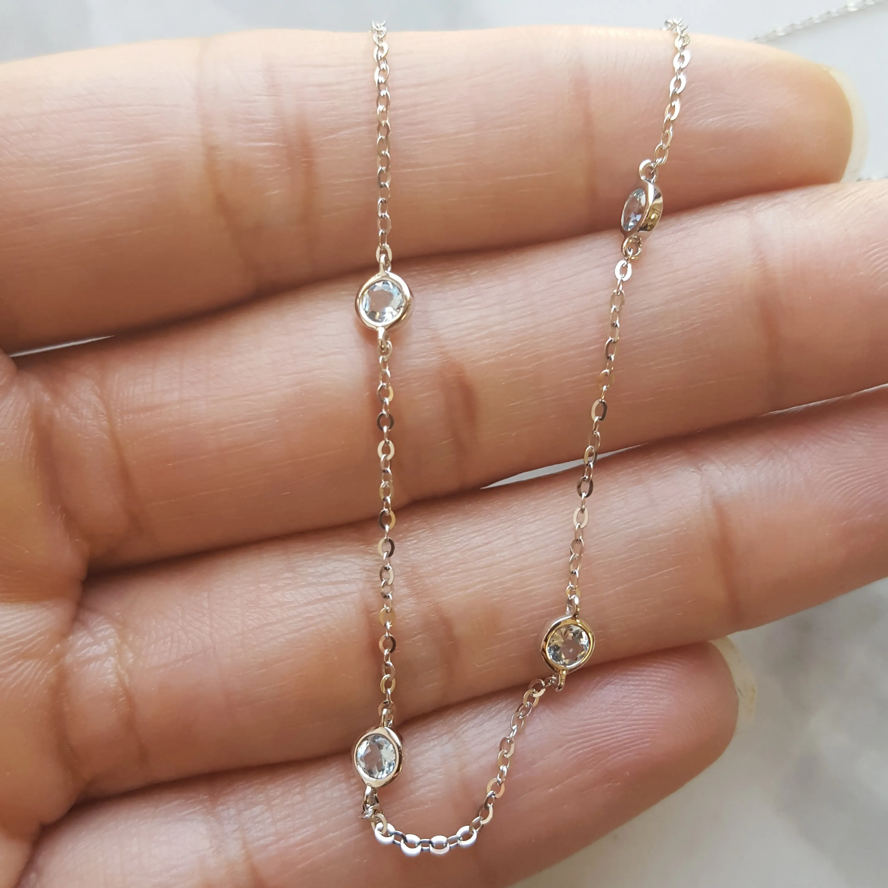 Aquamarine Station Necklace