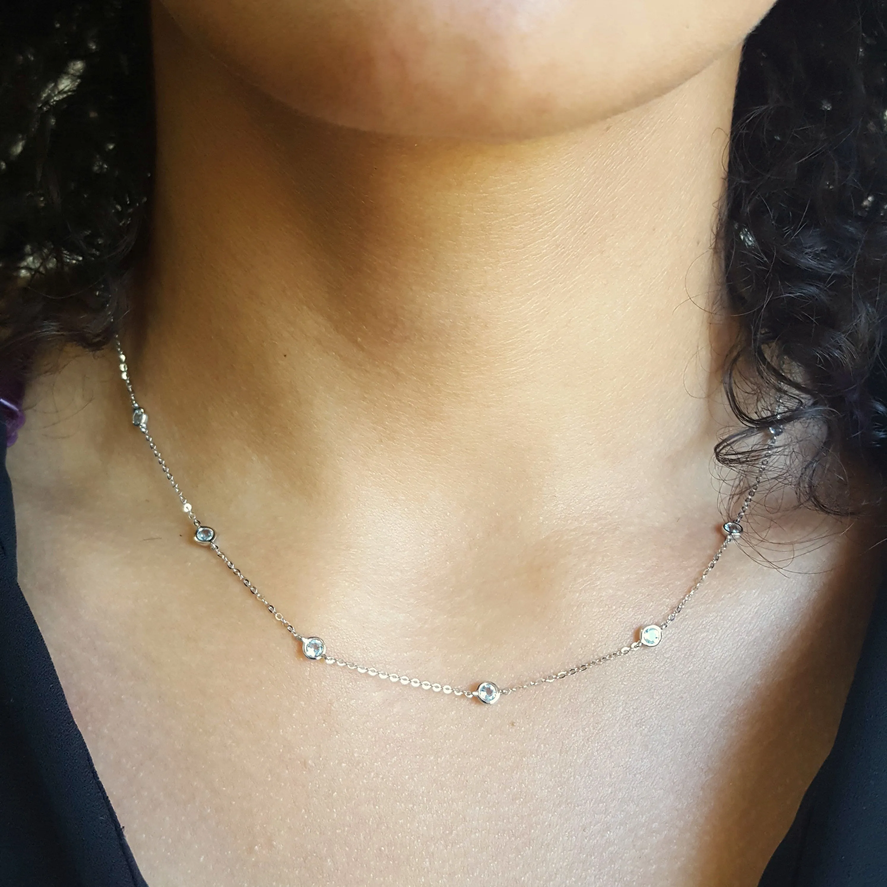 Aquamarine Station Necklace