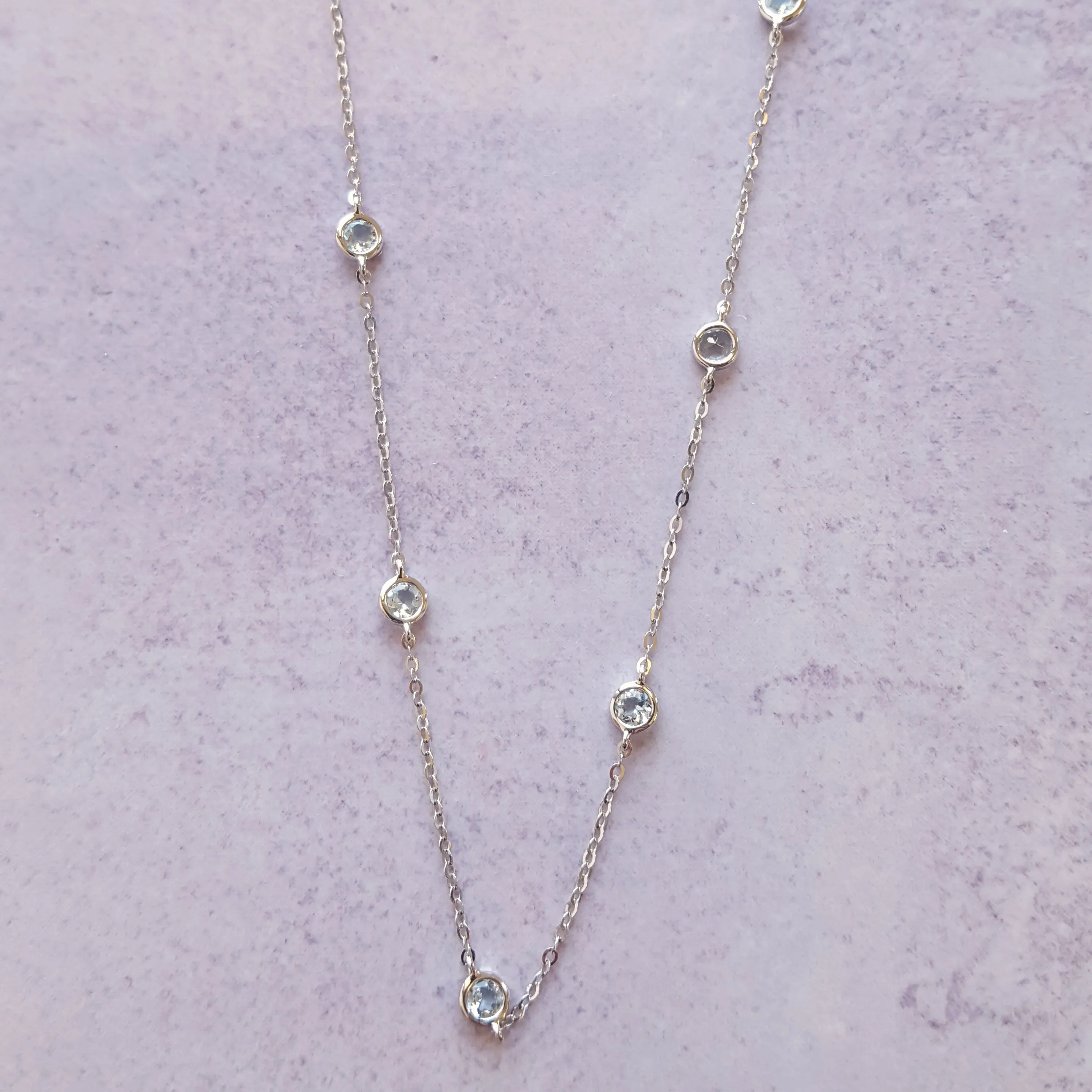 Aquamarine Station Necklace