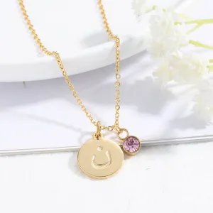 Arabic Initial Letter Necklaces With Birthstone DN230