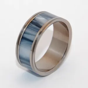 Astaire Pinstriped | Men's Gray Pearl Marbled Opalescent Resin & Titanium Wedding Ring