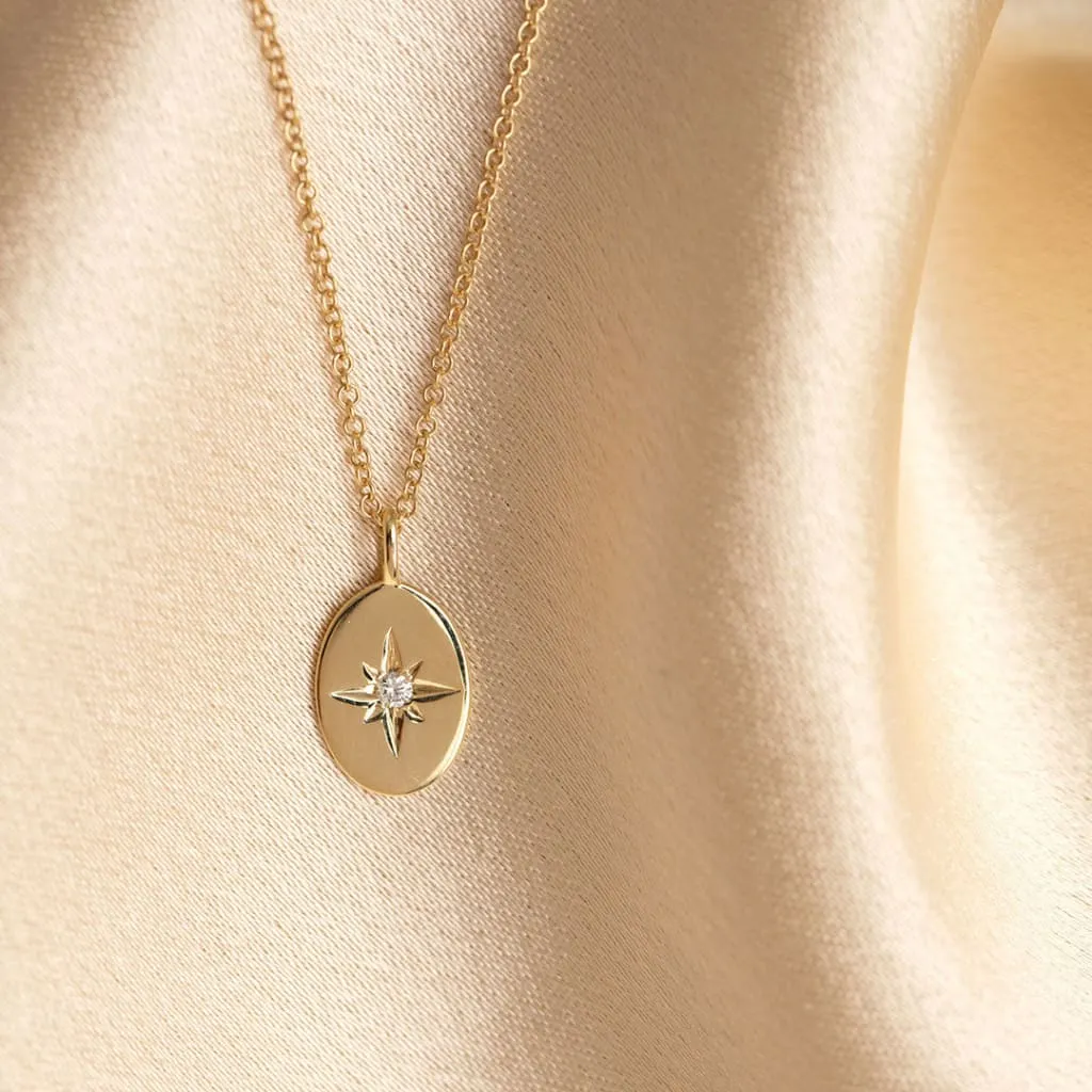 Aster - Oval Necklace | 10ct Gold Diamond