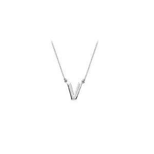 Baby Charm Initial Pendant V 14K White Gold